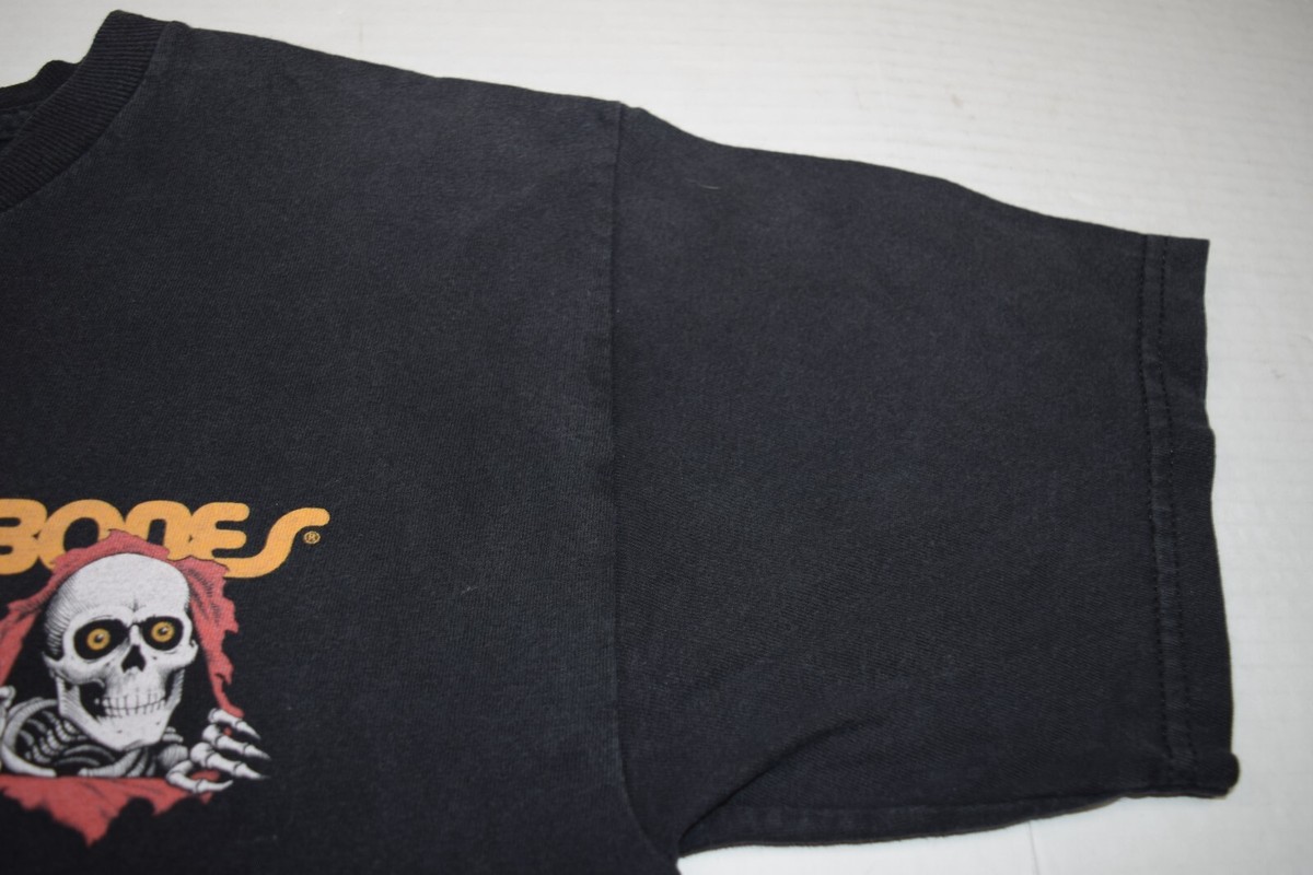 スケートボード 90's powell logo T black original Vintage 90s Powell Logo Tshirt Size M Skull Skate Skateboard