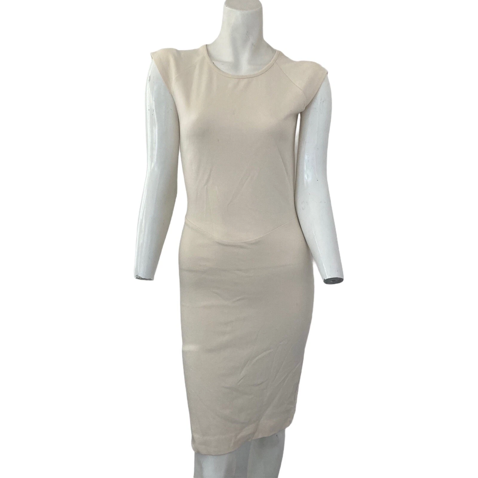 OFF WHITE Abito donna French Connection 8 pizzo schiena scoperta bianco lunghezza ginocchio elasticizzato