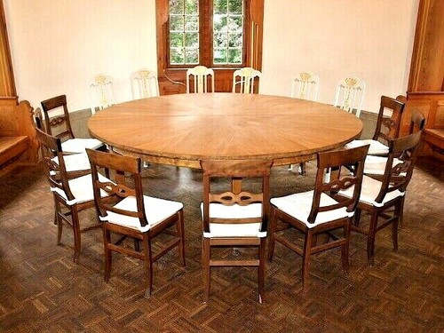 Biedermeier Tisch, Rüster furniert, 2,50 m Ø, Looft, Hotel, Schloss - Bild 3 von 11