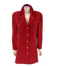 ST JOHN COLLECTION Coat Jacket  SIZE 16 Candy Red Glitter Chenille Knits Holiday