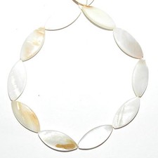 MP1811 Natural White 18mm Pointed Oval Marquise Mother of Pearl Shell Beads 15"