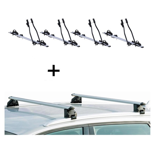 4X FahrradträGer Sagittar+RelingträGer CRV107A FüR Skoda Kodiaq 5TüRer Ab 17-image
