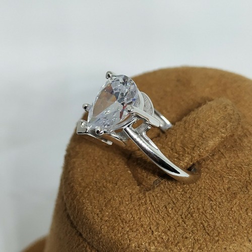 14K Oro Blanco Chapado 3 CT Corte Pera Imitación Diamantes Solitario Compromiso - Imagen 6 de 14