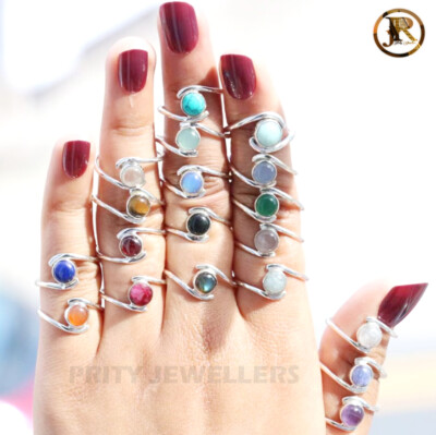 Multi Gemstone Rings 925 Sterling Silver Lapis Carnelian Ruby Garnet Onyx Ring