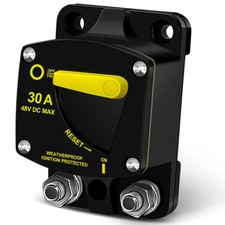 30 Amp Circuit Breaker 12V- 48V DC with Manual Reset Switch for Boat Water Proof