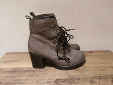 NEW LOOK WOMEN'S GREY EATHER LACE&ZIP UP BLOCK ANKLE BOOTS UK SIZE 5 EU 38 BT305