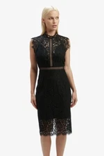 Bardot Lace Panel Sleeveless Dress Sz 8 Black Contemporary Cocktail Date Night