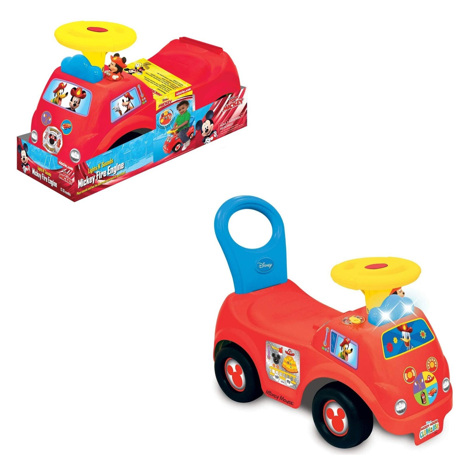 gioco macchina cavalcabile interattiva primi passi Topolino pompiere giocattolo