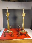 Vintage Pair Of Brass Fireplace Andirons
