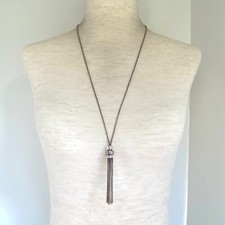 Sterling Silver 925 CHAM Chamilia Popcorn Chain Tassel Charm Necklace 28"