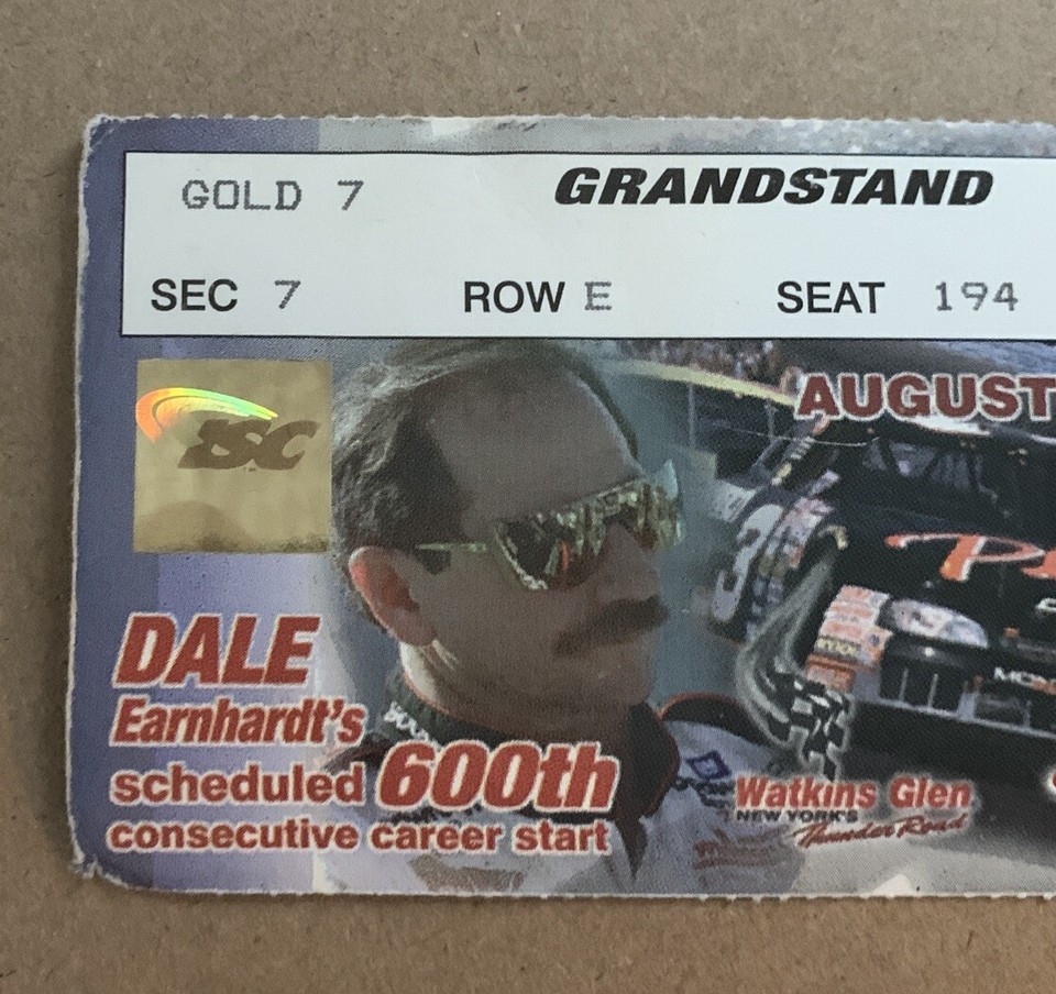 Dale Earnhardt’s Scheduled 600th Consecutive Career Start Ticket Stub