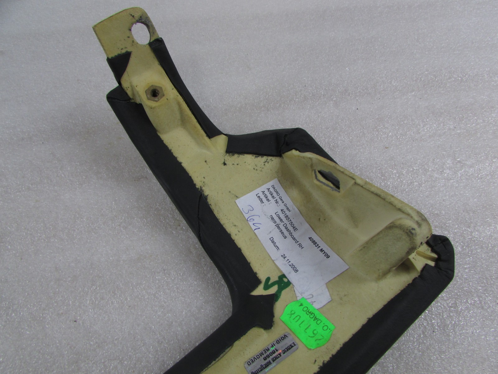 Lamborghini Gallardo, Dash Panel Glove Box Leather Trim, Used, P/N 401857504E