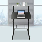 Adjustable Height Stand Up Desk Mobile Workstation Laptop Desk w/Wheels Home