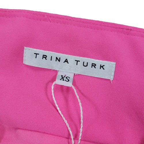 Trina Turk Karmandy Sleeveless Top Womens XS Hot Pink Zipper-Front Cinch Blouse - Picture 3 of 10