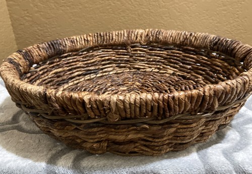 Basket Indonesian Round Brown Rattan Basket Hand Woven Natural - Picture 2 of 6