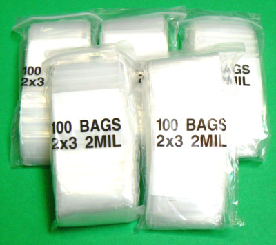 2x3 White Block Poly Reclosable Zip Bags 2mil Writeable 2''x 3'' 2 Mil 500 Bags