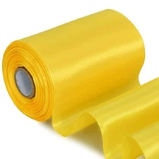 4 in x 22Yds Wide Lemon Light Yellow Satin Ribbon Solid Fabric Large Ribbon f...