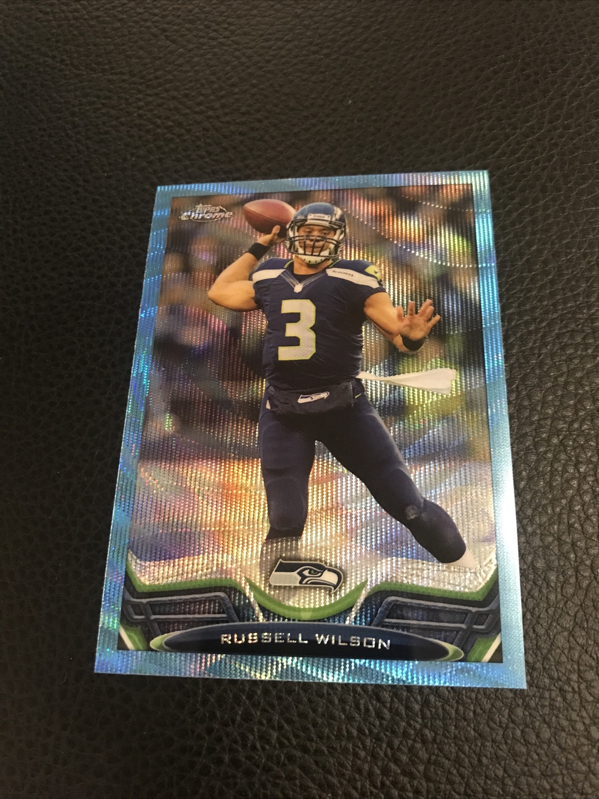 2013 Topps Chrome Russell Wilson Blue Wave Refractor #175 Seahawks