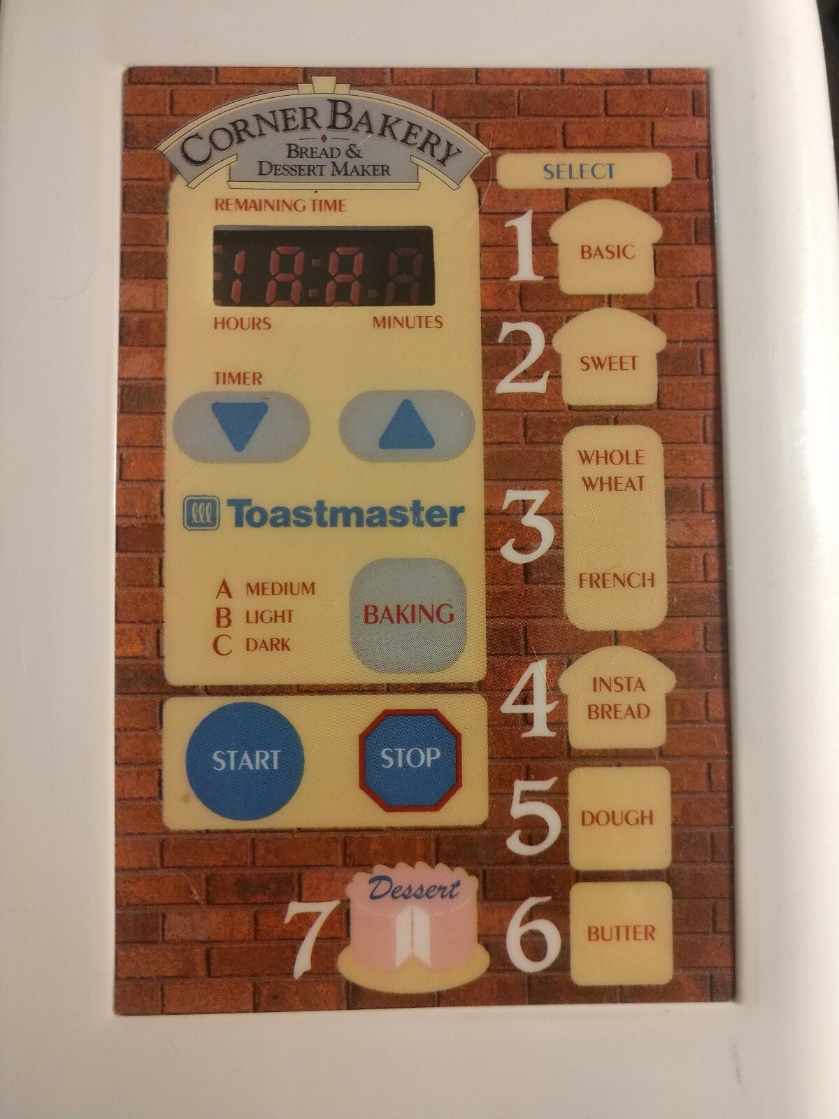 Toastmaster Corner Bakery Bread & Desert Maker w/ Cook Book Model 1183 Breadman eBay