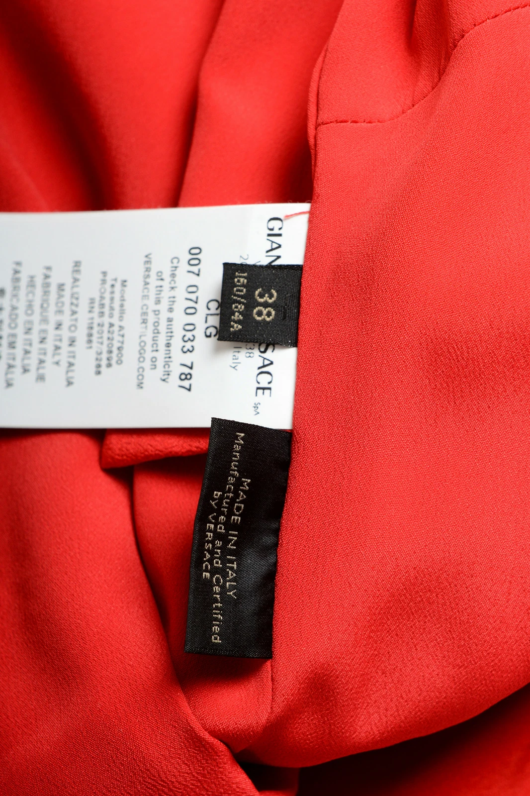 $7000 Versace abito da sera lungo da donna rosso brillante in seta US XS IT 38