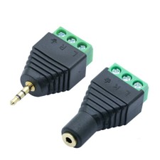 2.5mm 3Ploe Stereo To AV Screw Video AV Balun Screw Terminal Plug Adapter Jack
