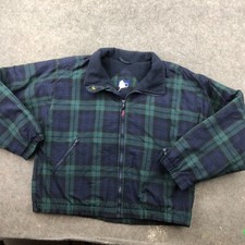 Vintage Catalina Jacket Womens Xl Black Watch Tartan Full Zip Windbreaker