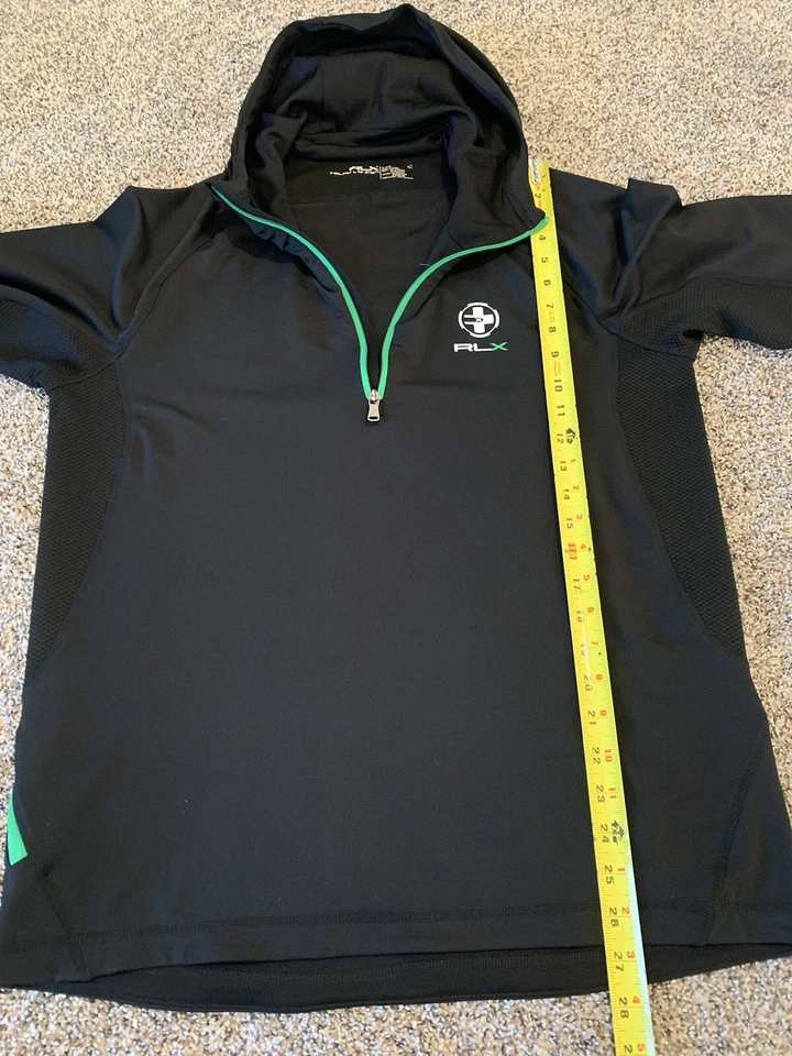 Jaqueta com capuz Ralph Lauren RLX masculina preta/verde zíper completo tamanho G - Imagem 4 de 4