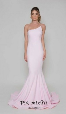 pink fishtail prom dress