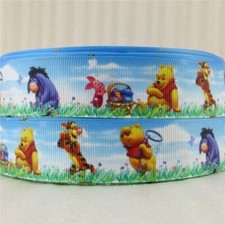 Disney's Winnie the Pooh Tigger Eeyore Print  1" Grosgrain Ribbon  5 Yard Cut