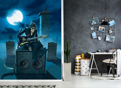 Papier Peint 3D Autocollant Grim Reaper N131 – Mural Amovible, Design Vincent Amy