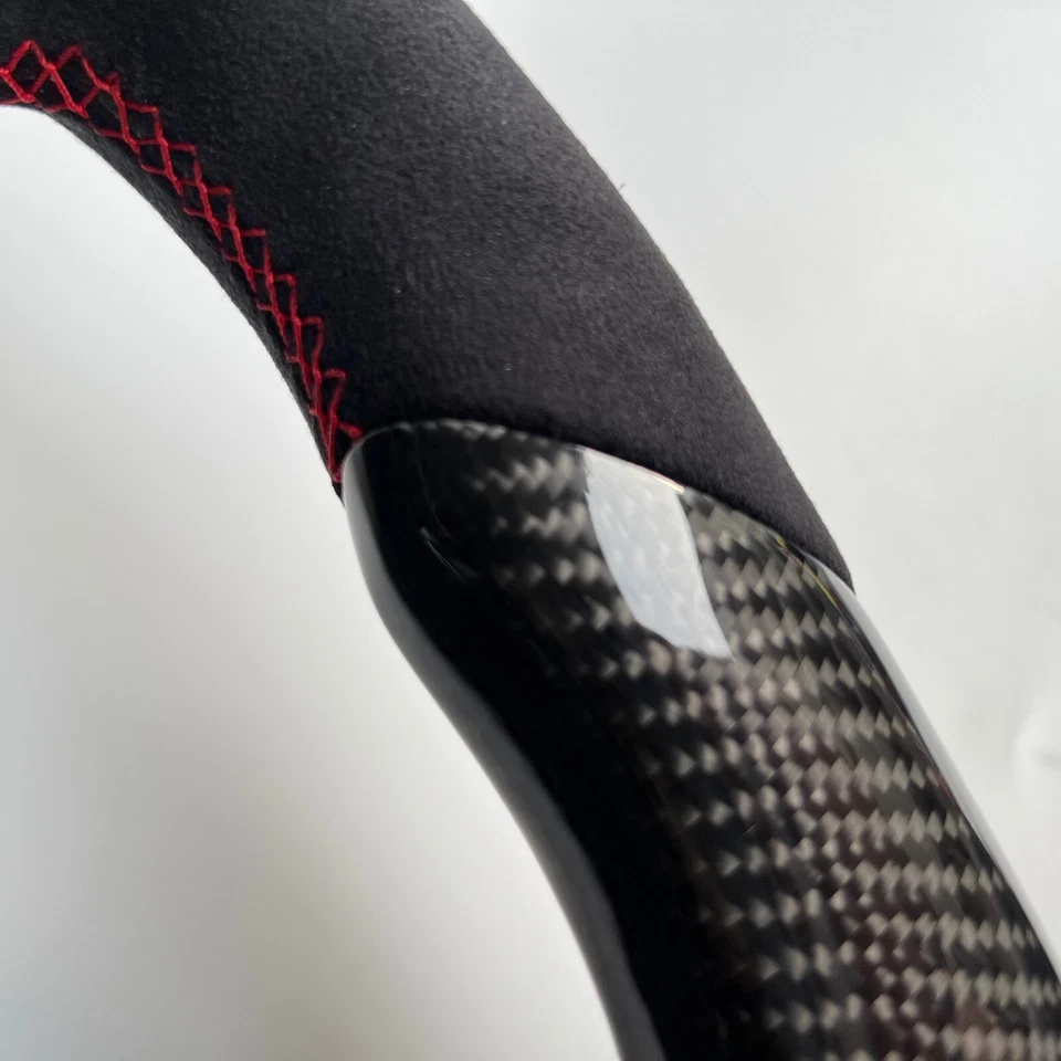 For  2014-2019 Maserati Ghibli M157 M156 Alcantara Carbon Fiber Steering Wheel - Image 3 of 4