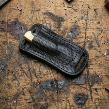 Tactical Leather Folding Knife Sheath Black EDC Bushcraft Scout Carry Belt Loop