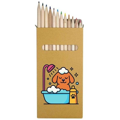 12 x 'Hunde Schaumbad' lang 178 mm Buntstifte / Bleistift Set (PE00085811)