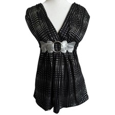 Y2K Wet Seal Babydoll Belted Top Size XS/S Fairy Mall Grunge Cyber Metallic USA