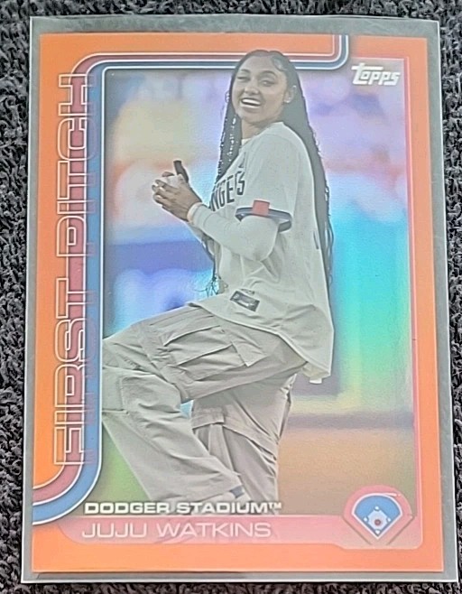2025 Topps Series 1 Dodgers First Pitch Juju Watkins Orange SP 14/25