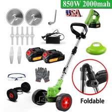 Cordless Grass String Trimmer Cutter Electric Weed Whacker Lawn Mower +2 Battery