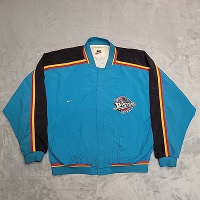 VTG Nike Detroit Pistons Jacket Mens Large Teal NBA Basketball Warmup Bomber