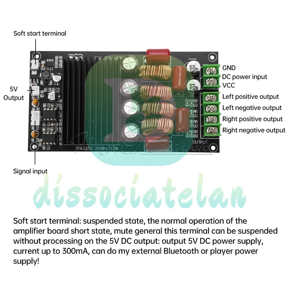 TPA3255 HiFi Digital Amplifier Board 2x300W Class D Power Amplifier Module DE - Bild 3 von 4