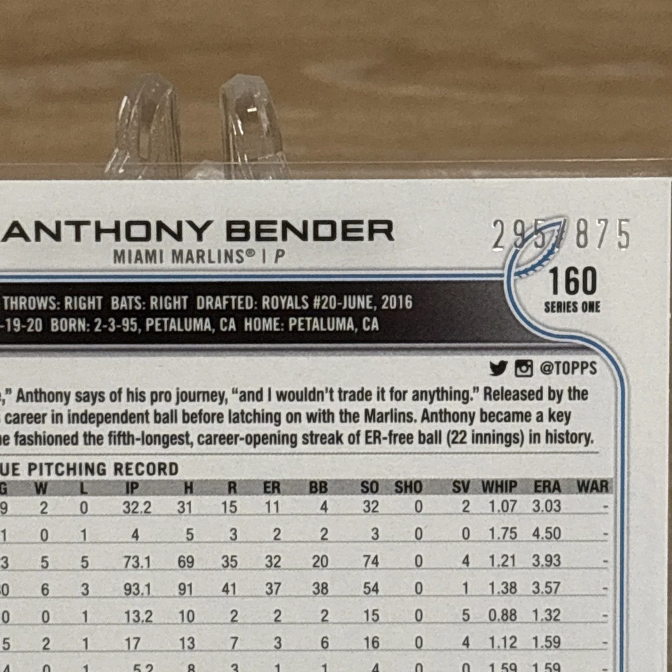 2022 Topps Series 1 - Anthony Bender #160 Foilboard /875 (RC) - Image 3 of 3
