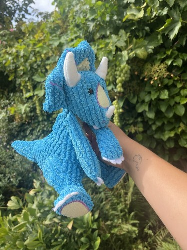 Manhattan Toy Jack & Lily Blue Cord Dinosaur 10" Plush Soft Toy - Picture 2 of 6
