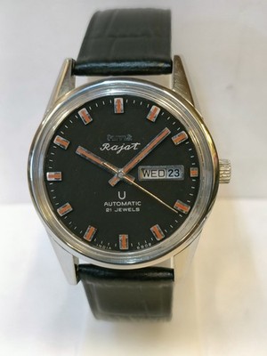 ORIGINAL HMT RAJAT 21J AUTOMATIC BLACK DIAL INDIA MEN'S WORKING CONDITION