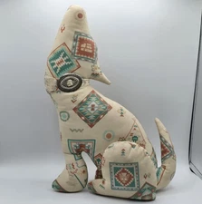 Vintage howling coyote southwestern cloth Plush Stuffed decoration