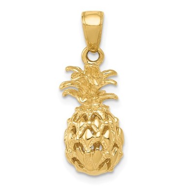 14K 3D Cut-out Ananas Anhänger Armband Halskette
