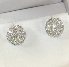 14K White Gold Plated 2.00Ct Round Cut Lab Created Diamond Cluster Stud Earrings