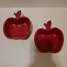 Set of 2 Chantal Bright Red Apple Shaped Stoneware Ramekin Baking Dishes