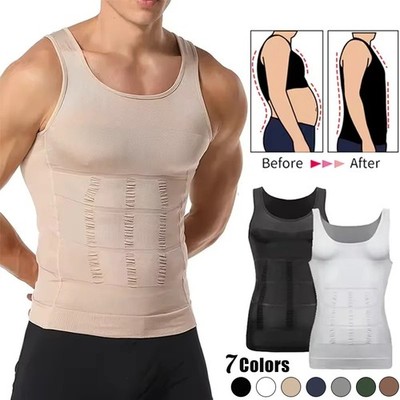 Men Slimming Body Shaper Tank Top Compression Vest Tummy Control Gym Shapewear