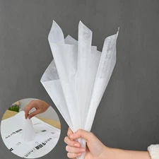 40 Sheets White Non-Woven Floral Wrapping Paper, 23x18 Inch, Waterproof, Pleated