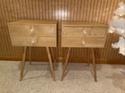 Mid Century Modern 2 Drawers Nightstand In Natural Sofa Side End Table