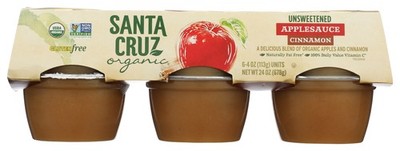 Santa Cruz Organic Unsweetened Apple Cinnamon Applesauce 6 4 Oz Cups