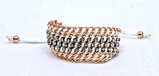 Gold Tone Chain Woven Bracelet Adjustable Whi...